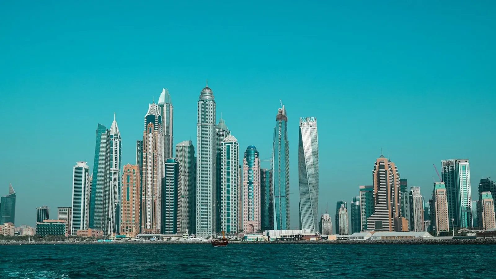 Gulf city skyline representing Middle East retail markets for Italian food imports