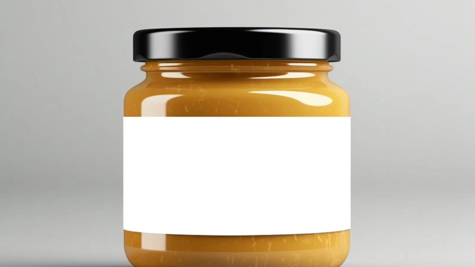 Glass jar with a blank white label, ready for private label Italian food branding