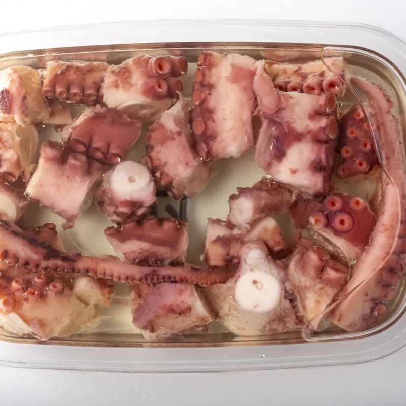 Marinated octopus in 200g retail tray, SFDA-registered Italian seafood for Saudi Arabia